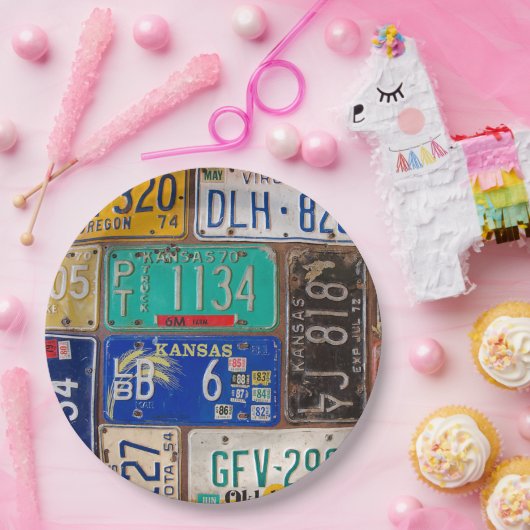 Rusty Retro License Plate Collection Pappteller (Party)