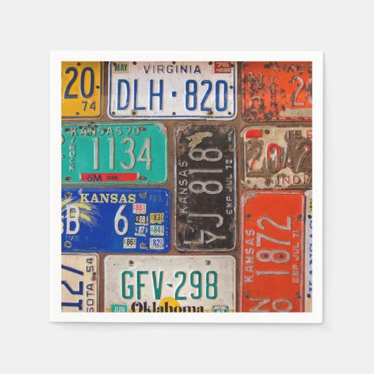 Rusty Retro License Plate Collection Serviette (Vorderseite)