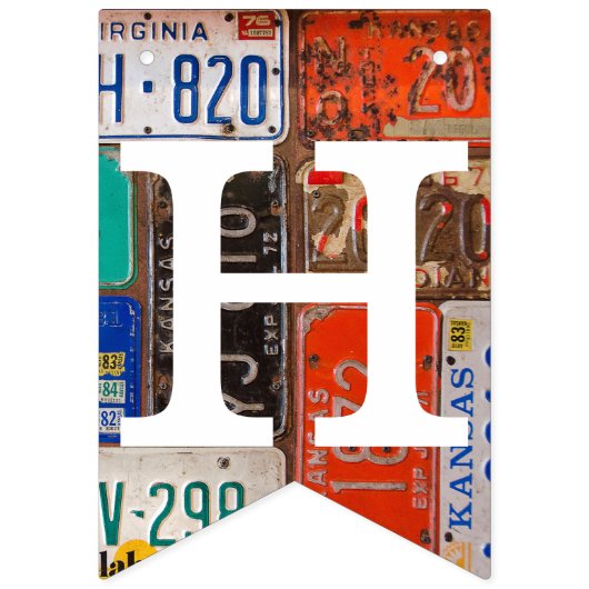 Rusty Retro License Plate Geburtstag Wimpelkette (Zweite Fahne)