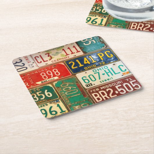 Rusty Retro License Teller Rechteckiger Pappuntersetzer (angewinkelt)