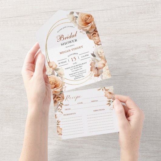 Rusty Rose Brautparty Rezept All In One Einladung (Abreißen)