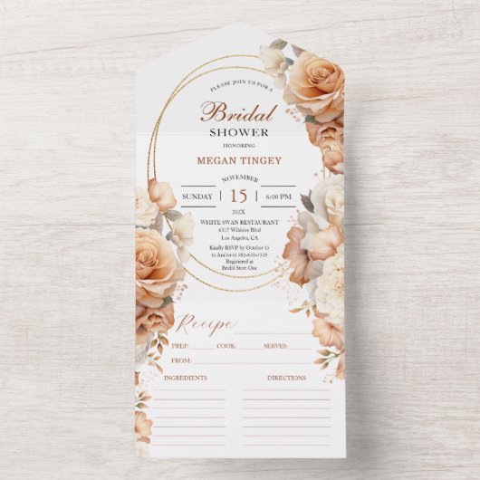 Rusty Rose Brautparty Rezept All In One Einladung (Innen Boden)