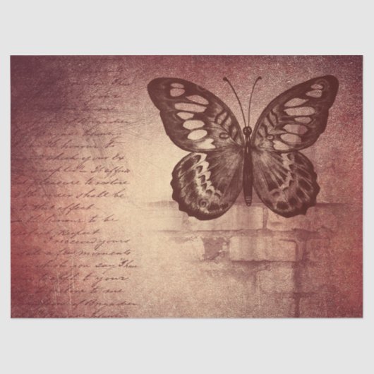 Rusty Rose Butterfly Dekoupage Tissue Paper Seidenpapier (Vorderseite)