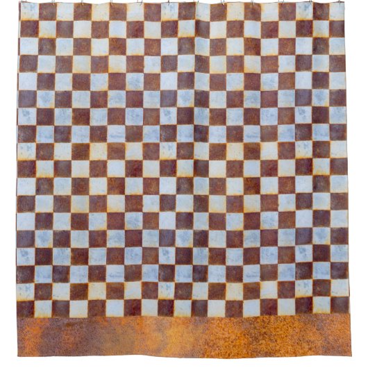 Rusty Schachbretts Industrial Grunge Duschvorhang (Vorderseite)
