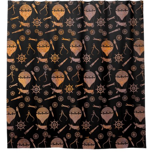 Rusty Steampunk Balloon Theme Duschvorhang (Vorderseite)