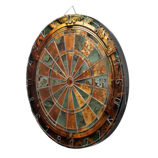 Rusty Steampunk Dartboard Dartscheibe (Vorderseite rechts)