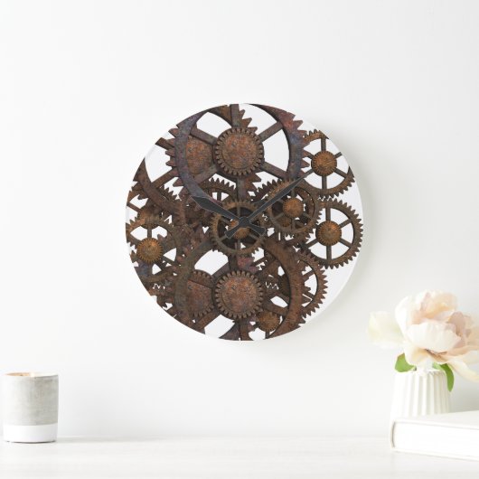 Rusty Steampunk Metal Gears Große Wanduhr (Zuhause)