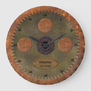 Rusty Steampunk Personalisiert Clock Große Wanduhr