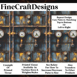 Rusty Steampunk Plumbing Muster BM8 Decoupage Seidenpapier