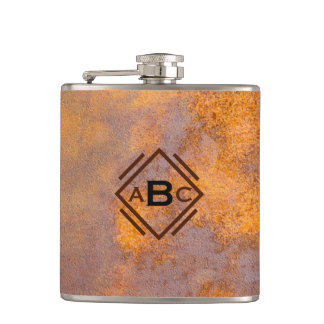 Rusty Steel Monogram Flachmann