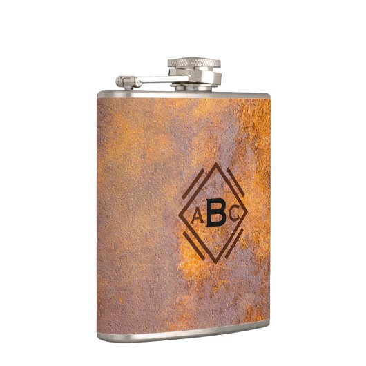 Rusty Steel Monogram Flachmann (Rechts)