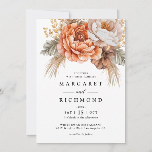 Rusty Terracotta Peony Einladung (Vorderseite)