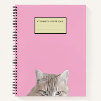 Rusty The Cat Peeking Pink Spiral Notebook Notizblock