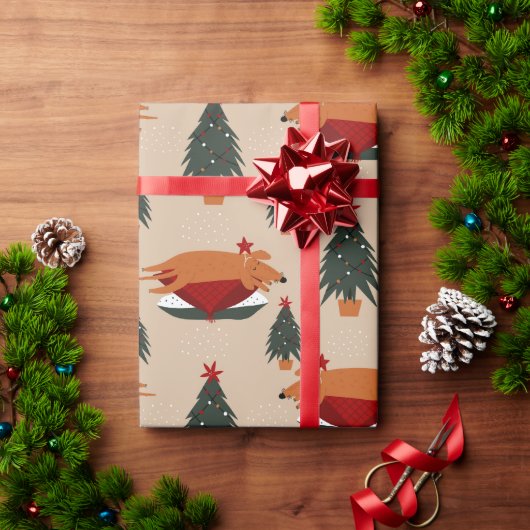 Rusty the Dog Schlafen Weihnachtsbaum Geschenkpapier (Feiertagsgeschenk)