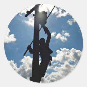 Rusty the Lineman Runder Aufkleber