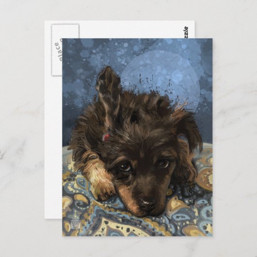 Rusty the Poodle Postkarte (Vorne/Hinten)