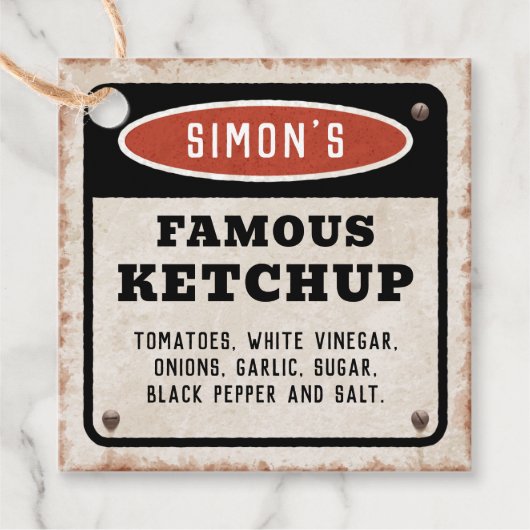 Rusty-Tomate-Ketschup-Tag Geschenkanhänger (Vorderseite)