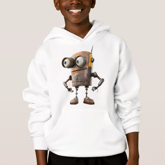 Rusty Twin-Eye Bot — Neuartiger Explorer Droid Hoodie (Vorderseite)