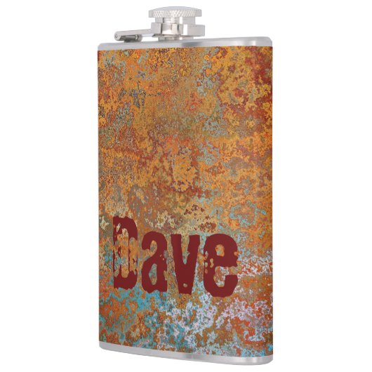 Rusty, Verdigris, Grunge Steampunk Personalisiert Flachmann (Links)