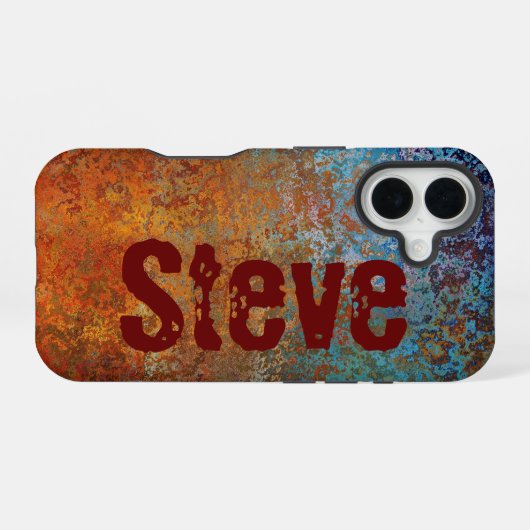 Rusty, Verdigris, Grunge Steampunk Personalisiert iPhone 16 Hülle (Rückseite (Horizontal))