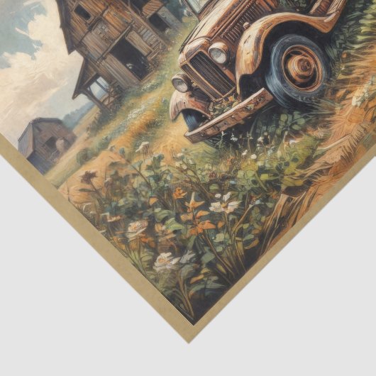 Rusty verlassener Lieferwagen in der Landschaft Seidenpapier (Ausschnitt)