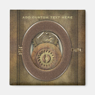 Rusty Vintag Cogs Steampunk Square Personalisiert Magnet