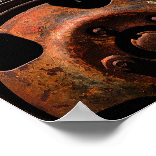 Rusty Wheel Torn Tire Macro Foto Poster (Ecke)