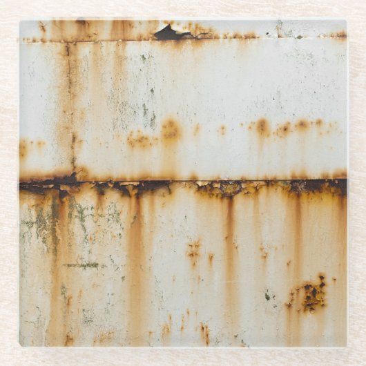Rusty White Metal: Texturierte Oberfläche Glasuntersetzer (Vorderseite)