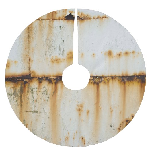 Rusty White Metal: Texturierte Oberfläche Polyester Weihnachtsbaumdecke (Vorderseite)