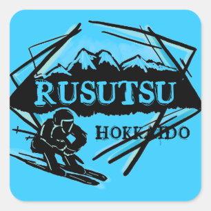 Rusutsu Hokkaido Japan blaue Aufkleber des Skigele