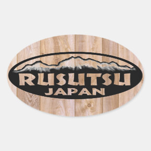 Rusutsu Japan Holzaufkleber Ovaler Aufkleber