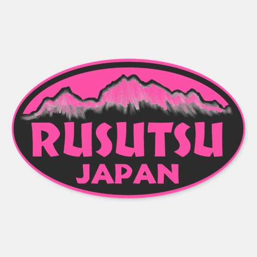 Rusutsu Japan rosa ovale Aufkleber (Vorderseite)