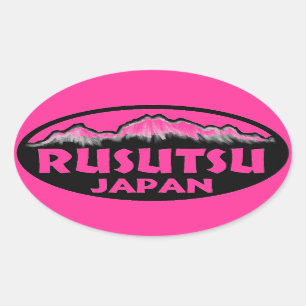 Rusutsu Japan rosa ovale Aufkleber