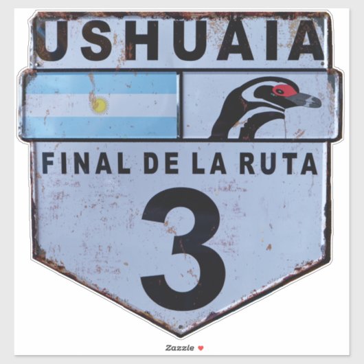 Ruta 3 Ushuaia Patagonia Straßenschild Aufkleber (Blatt)