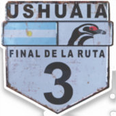 Ruta 3 Ushuaia Patagonia Straßenschild Aufkleber (Vorderseite)