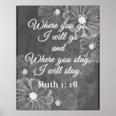 Ruth 1:16 Wo du hingehst, werde ich zur Chalkboard Poster (Vorne)