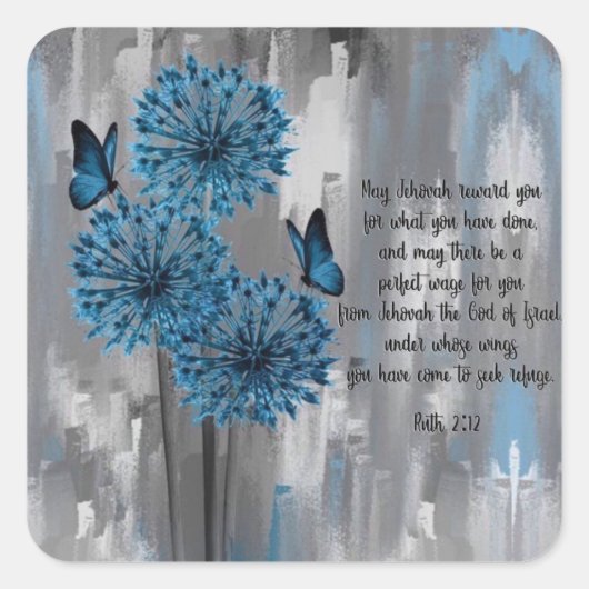 Ruth 2:12 quadratischer aufkleber (Vorderseite)