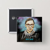 Ruth Bader Ginsburg - Abstimmung blau Button (Vorne & Hinten)