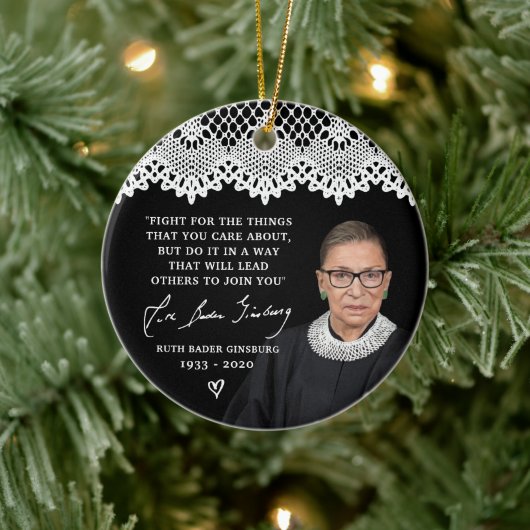 Ruth Bader Ginsburg Lace Collar RBG Weihnachtsbaum Keramik Ornament (Baum)