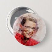 Ruth Bader Ginsburg Lächeln Wasserfarbportrait R Button (Vorne & Hinten)