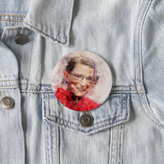 Ruth Bader Ginsburg Lächeln Wasserfarbportrait R Button (Beispiel)