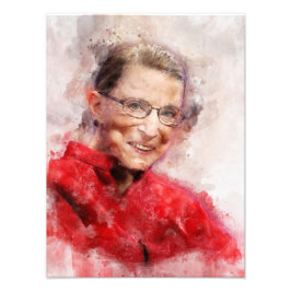 Ruth Bader Ginsburg Lächeln Wasserfarbportrait R Fotodruck