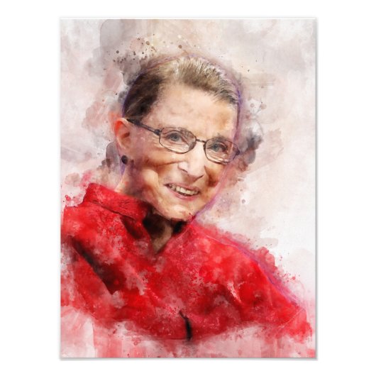 Ruth Bader Ginsburg Lächeln Wasserfarbportrait R Fotodruck (Vorne)