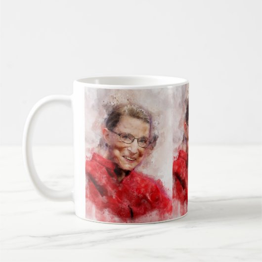 Ruth Bader Ginsburg Lächeln Wasserfarbportrait R Kaffeetasse (Links)