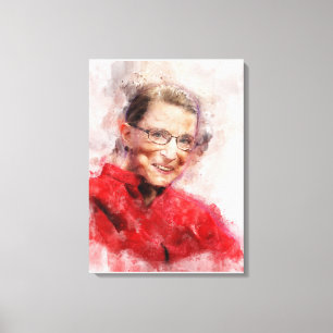 Ruth Bader Ginsburg Lächeln Wasserfarbportrait R Leinwanddruck