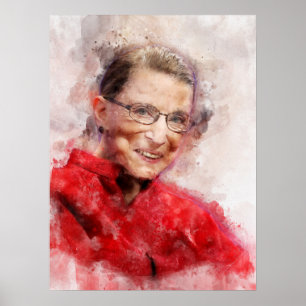 Ruth Bader Ginsburg Lächeln Wasserfarbportrait R Poster