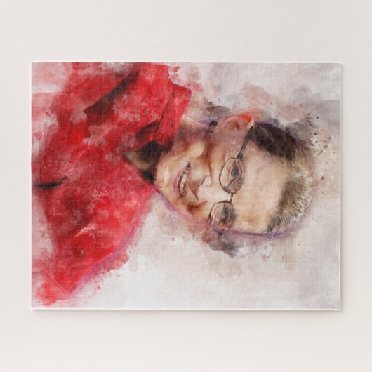 Ruth Bader Ginsburg Lächeln Wasserfarbportrait R Puzzle (Horizontal)