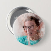 Ruth Bader Ginsburg Lächeln Wasserfarbportrait T Button (Vorne & Hinten)