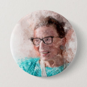 Ruth Bader Ginsburg Lächeln Wasserfarbportrait T Button
