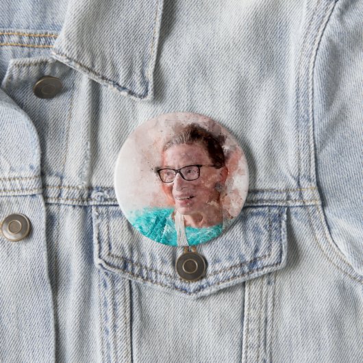 Ruth Bader Ginsburg Lächeln Wasserfarbportrait T Button (Beispiel)